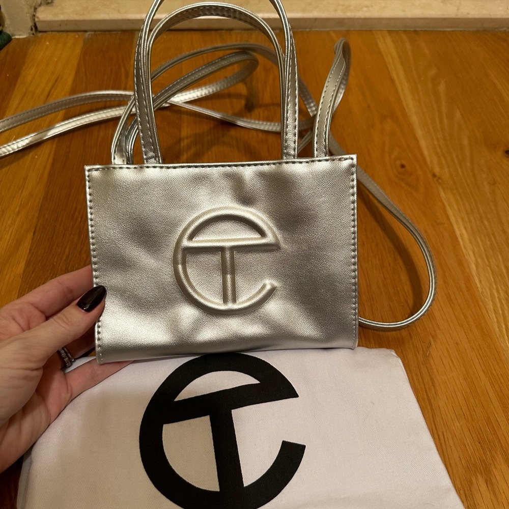 Small silver telfar bag